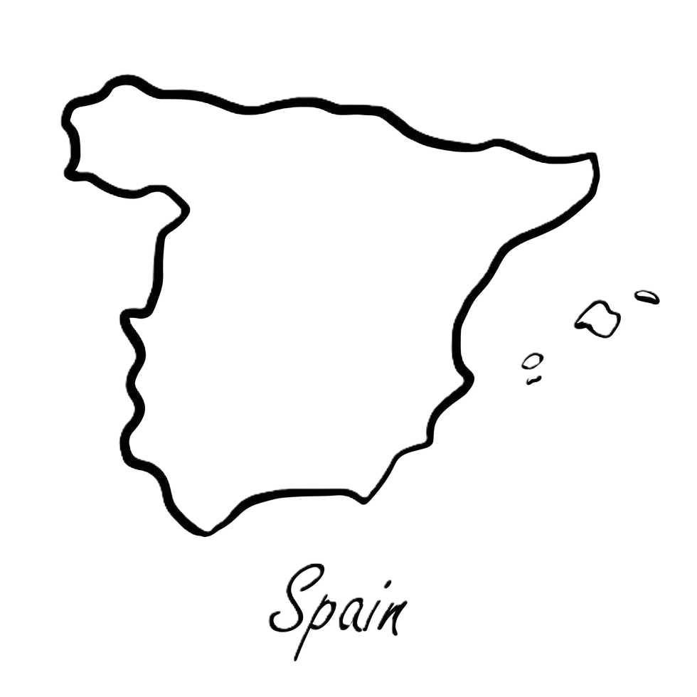 doodle freehand drawing of spain map free vector